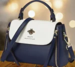 By Queen Δερμάτινη Γυναικεία Τσάντα Tote Χειρός Navy Blue