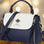 By Queen Δερμάτινη Γυναικεία Τσάντα Tote Χειρός Navy Blue