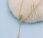 By Queen Κολιέ Butterfly Pink Gold με Μαργαριτάρι και Zircon - Image 4