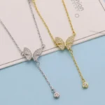 By Queen Κολιέ Butterfly Gold με Μαργαριτάρι και Zircon - Image 11