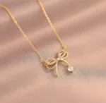 By Queen Γυναικείο Κολιέ Διπλός Φιόγκος S925 Gold Plated Με Ζιργκόν - Image 8