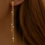 By Queen Ασημένια Σκουλαρίκια Μακριά Gold Plated