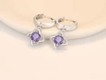 By Queen Ασημένια Σκουλαρίκια Τριφύλλι Purple - Image 3