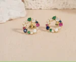 By Queen Ασημένια Καρφωτά Σκουλαρίκια Κύκλος Gold Plated Με Zircon - Image 6