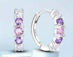 By Queen Ασημένια Σκουλαρίκια Κρεμαστά Με Zircon Purple