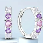 By Queen Ασημένια Σκουλαρίκια Κρεμαστά Με Zircon Purple