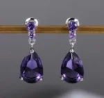 By Queen Σκουλαρίκια S925 Teardrop Amethyst