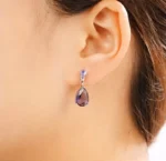 By Queen Σκουλαρίκια S925 Teardrop Amethyst - Image 2