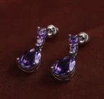 By Queen Σκουλαρίκια S925 Teardrop Amethyst - Image 5