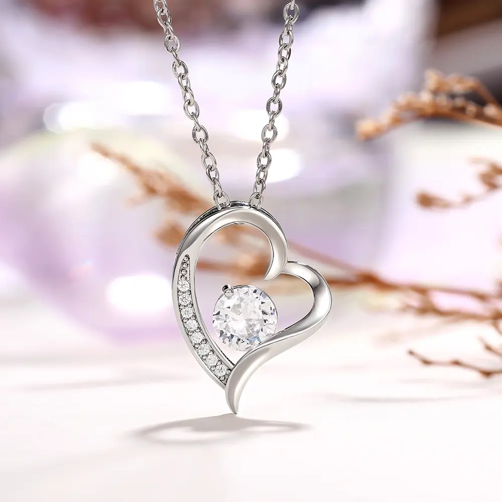 heart with zirgon (28) By Queen Κολιέ Καρδιά Με Ζιργκόν Silver - Image 1