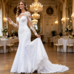 By Queen Νυφικό Με Δαντέλα Και Μακριά Μανίκια Elegant Bridal Gown - Image 11