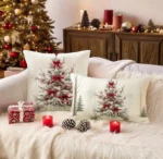 By Queen Limited Festive Edition Χριστουγεννιάτικη Μαξιλαροθήκη 50×30 εκ. Με Χιονισμένο Δέντρο και Κόκκινες Κορδέλες - Image 5