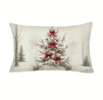 By Queen Limited Festive Edition Χριστουγεννιάτικη Μαξιλαροθήκη 50×30 εκ. Με Χιονισμένο Δέντρο και Κόκκινες Κορδέλες - Image 6