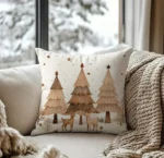 By Queen Limited Festive Edition Μαξιλαροθήκη “Scandinavian Serene Christmas” Με Τάρανδους Και Πεύκα 45x45εκ. - Image 3