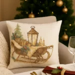 By Queen Limited Festive Edition Μαξιλαροθήκη Serene Christmas Glow Με Vintage Έλκηθρο 45x45εκ.