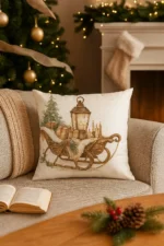 By Queen Limited Festive Edition Μαξιλαροθήκη Serene Christmas Glow Με Vintage Έλκηθρο 45x45εκ. - Image 5