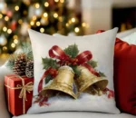 By Queen Limited Festive Edition Μαξιλαροθήκη Golden Bells Με Χιονισμένο Φόντο 45x45εκ.