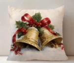 By Queen Limited Festive Edition Μαξιλαροθήκη Golden Bells Με Χιονισμένο Φόντο 45x45εκ. - Image 9