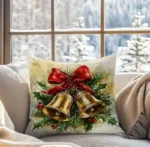 By Queen Limited Festive Edition Μαξιλαροθήκη Golden Bells Με Κόκκινη Κορδέλα - Image 3