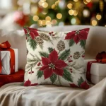 By Queen Limited Festive Edition Μαξιλαροθήκη Holiday Classic Με Φυλλώματα Και Κόκκινα Μούρα 45x45εκ.