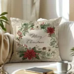 By Queen Limited Festive Edition Μαξιλαροθήκη Merry Wreath Με Αλεξανδρινά Και Κουκουνάρια 45x45εκ.