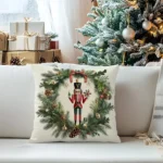 By Queen Limited Festive Edition Μαξιλαροθήκη Nutcracker Wreath Mε Πεύκα Και Κουκουνάρια 45x45εκ.