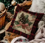 By Queen Limited Festive Edition Μαξιλαροθήκη Plaid Pinecone Και Ριγέ Κορδέλα - Image 4