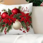 By Queen Limited Festive Edition Μαξιλαροθήκη με Αλεξανδρινά, Γκι Kαι Χρυσές Μπάλες 45x45εκ.