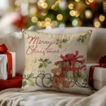 By Queen Limited Festive Edition Μαξιλαροθήκη Merry Christmas Με Αρκουδάκι & Δώρο 45x45εκ.