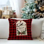 By Queen Limited Festive Edition Μαξιλαροθήκη Buffalo Plaid Με σχέδιο “Warm Winter Wishes”