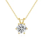 By Queen Luxury Jewelry Χρυσό Κολιέ 14K Με Μοϊσανίτη Brilliant Round
