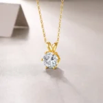 By Queen Luxury Jewelry Χρυσό Κολιέ 14K Με Μοϊσανίτη Brilliant Round - Image 4