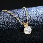 By Queen Luxury Jewelry Χρυσό Κολιέ 14K Με Μοϊσανίτη Brilliant Round - Image 8