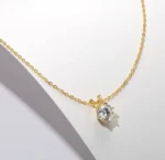 By Queen Luxury Jewelry Χρυσό Κολιέ 14K Με Μοϊσανίτη Brilliant Round - Image 10