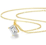 By Queen Luxury Jewelry Χρυσό Κολιέ 14Κ Με Emerald-Cut Μοϊσανίτη - Image 8