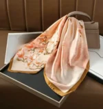 By Queen Premium Σατέν Μαντήλι Ροζ  Με Άνθη & Χρυσό Τελείωμα - Image 7