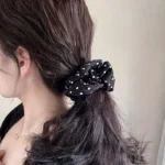 By Queen Scrunchie Satin Πουά Με Μαύρη Βάση Και Εκρού (Τυχαίο Χρώμα Επιλογής) - Image 9