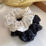 By Queen Scrunchie Satin Πουά Με Μαύρη Βάση Και Εκρού (Τυχαίο Χρώμα Επιλογής) - Image 10
