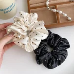 By Queen Scrunchie Satin Πουά Με Μαύρη Βάση Και Εκρού (Τυχαίο Χρώμα Επιλογής) - Image 13
