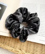 By Queen Scrunchie Satin Πουά Με Μαύρη Βάση Και Εκρού (Τυχαίο Χρώμα Επιλογής) - Image 3