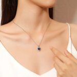 By Queen Ασημένιο Κολιέ Καρδιά Με Μπλε Πέτρα Και Λαμπερές Λεπτομέρειες - Image 4