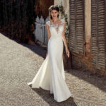 By Queen Λευκό Νυφικό Φόρεμα Με Δαντέλα Και Elegant Γραμμή