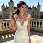 By Queen Λευκό Νυφικό Φόρεμα Με Δαντέλα Και Elegant Γραμμή - Image 7