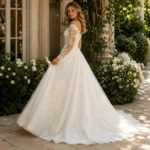 Νυφικό Φόρεμα Princess με Floral Δαντέλα, Μακριά Μανίκια και Ουρά – Ivor - Image 2