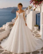 Νυφικό Φόρεμα Princess με Floral Δαντέλα, Μακριά Μανίκια και Ουρά – Ivor - Image 6