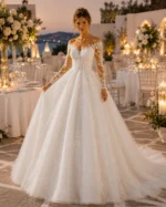 Νυφικό Φόρεμα Princess με Floral Δαντέλα, Μακριά Μανίκια και Ουρά – Ivor - Image 5
