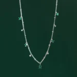 ByQueen | Ασημένιο κολιέ 925 Emerald Drops με πράσινα και λευκά ζιργκόν