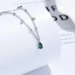 By Queen Ασημένιο Κολιέ 925 Emerald Drops Mε Πράσινα Ζιργκόν - Image 5