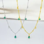 By Queen Ασημένιο Κολιέ 925 Emerald Drops Mε Πράσινα Ζιργκόν - Image 8