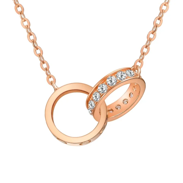 ByQueen | Ασημένιο κολιέ 925 Eternal Love Rose Gold με λευκά ζιργκόν